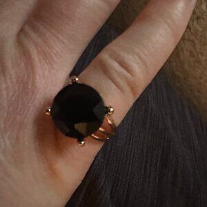 pinky ring black cz gold tone fashion cocktail ring sz 5